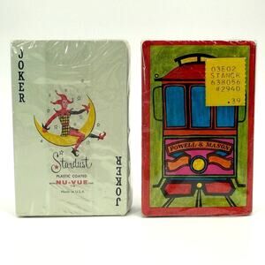 Lot/2 Vintage New Playing Cards Nu-Vue Stardust  Plastic Coated Powell & Mason